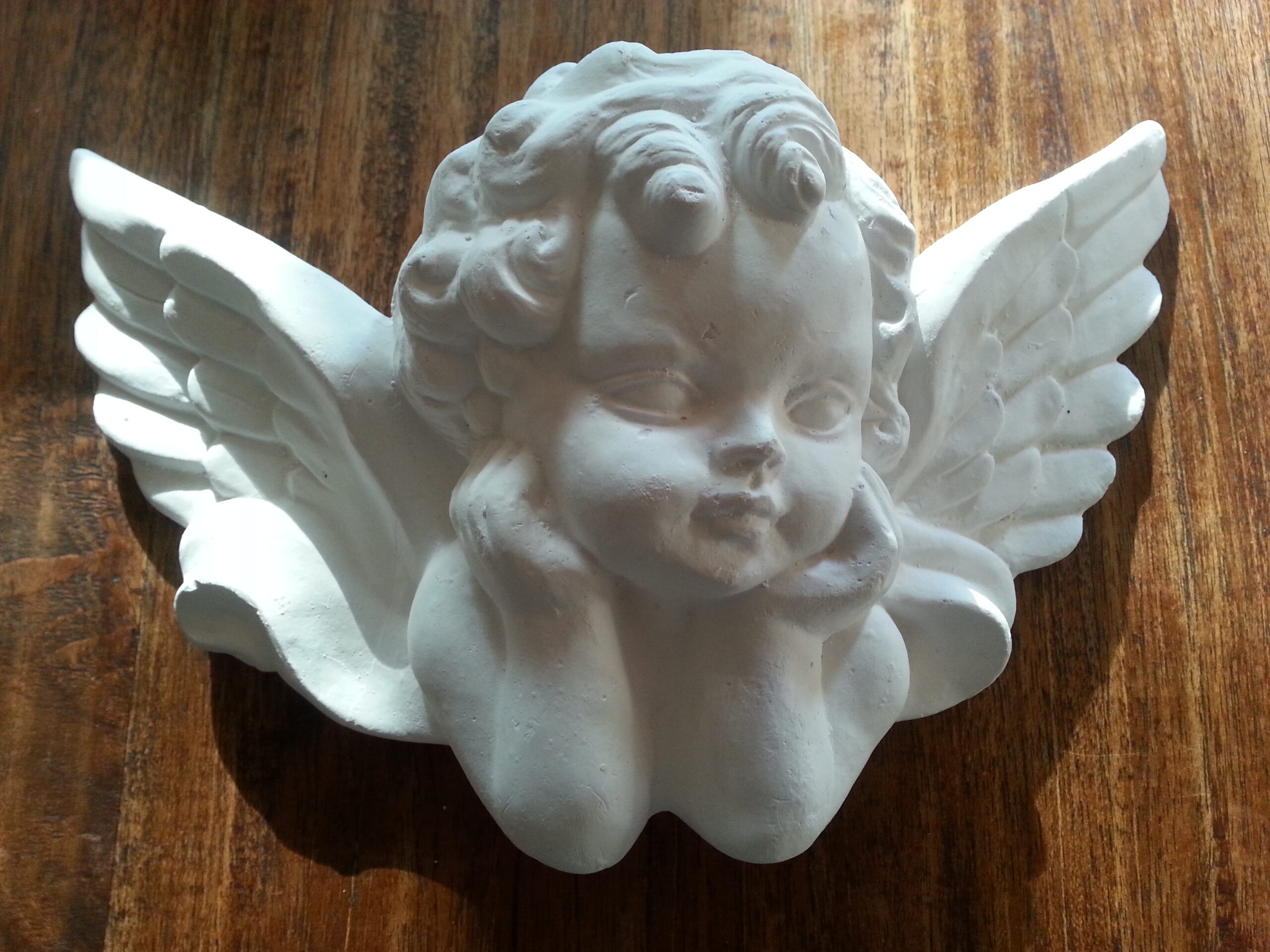1 LONG ARCHITECTURAL ORNATE PLASTER CHERUB ANGEL FACE WALL DECOR PLAQUE MOULDING 