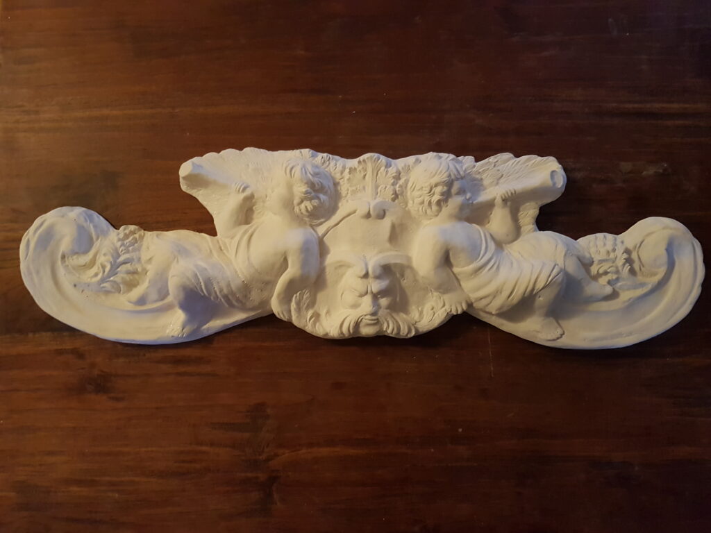Large Cherub Angel Plaster Architecture Pediment Ornate Wall Plaque