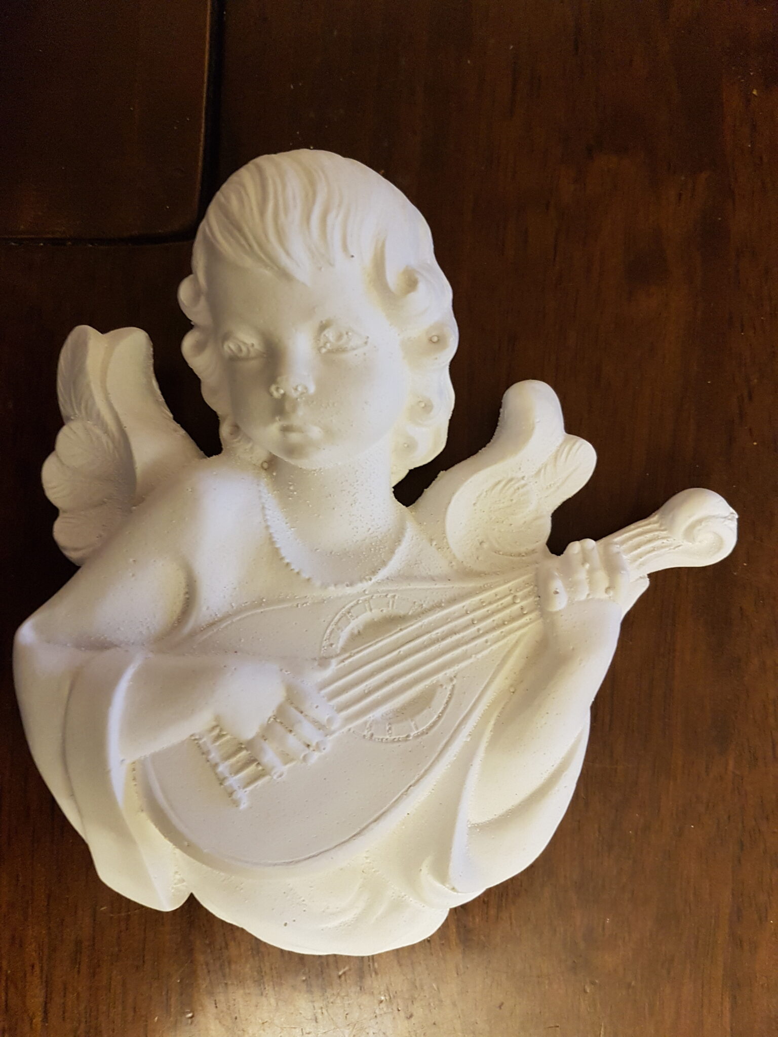 Architectural Musical Plaster Cherub Angel Wall Plaque Shabby Chic