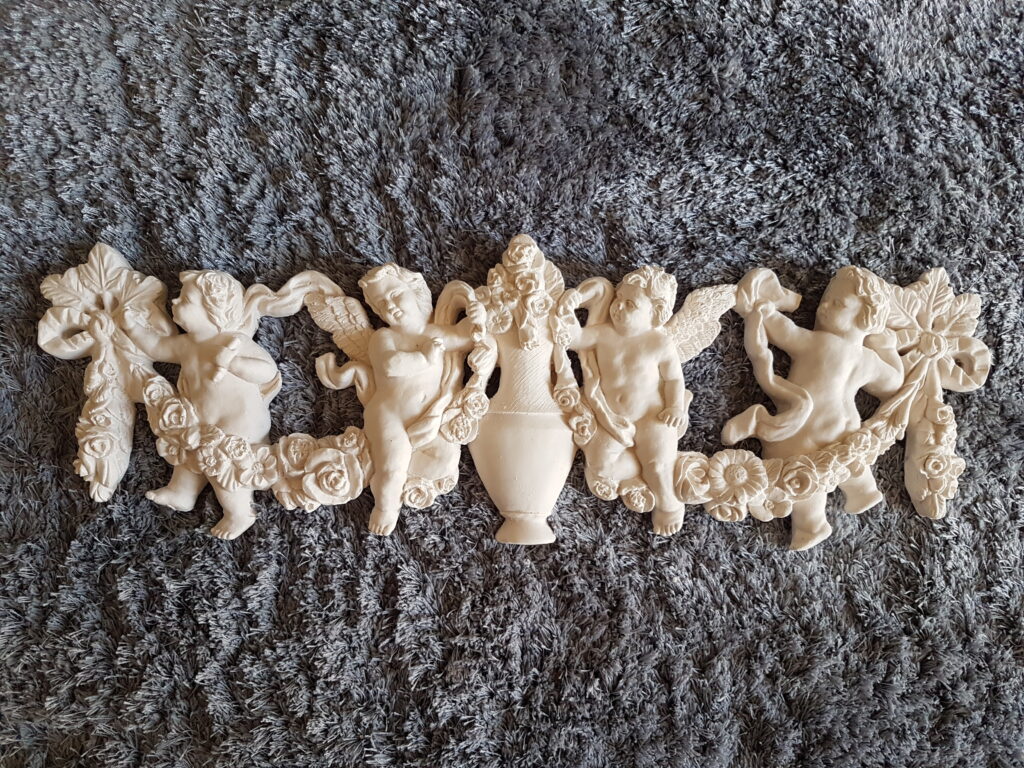 1 Architectural Long Cherub Angel Ornate Plaster Wall Plaque Over Door