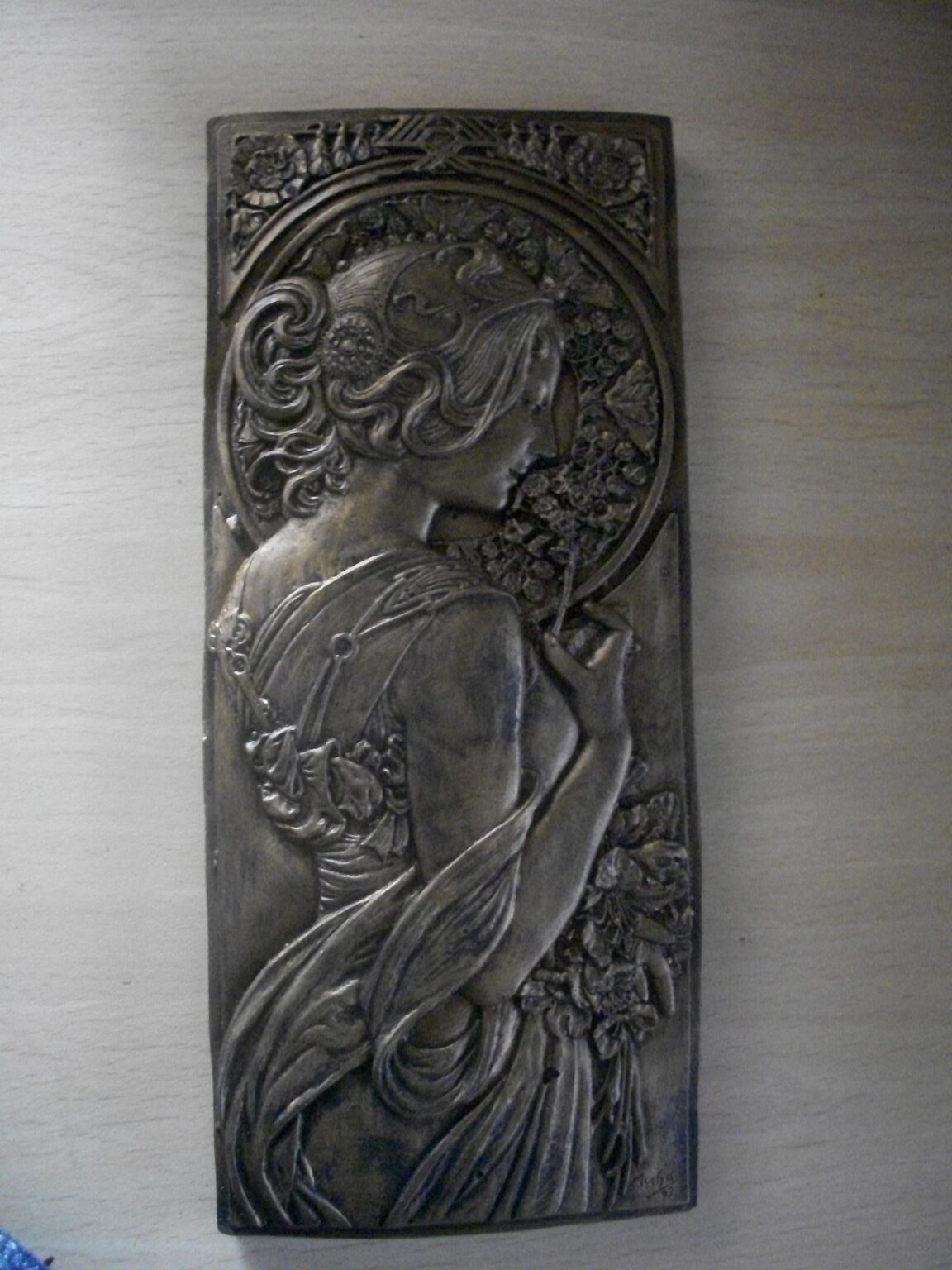 2 Art Deco Nouveau Mocha Architectural Plaster Wall Decor Plaques