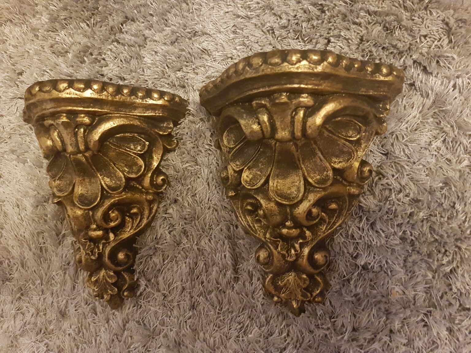 2 Architectural ornate floral plaster ornate shelf brackets corbels