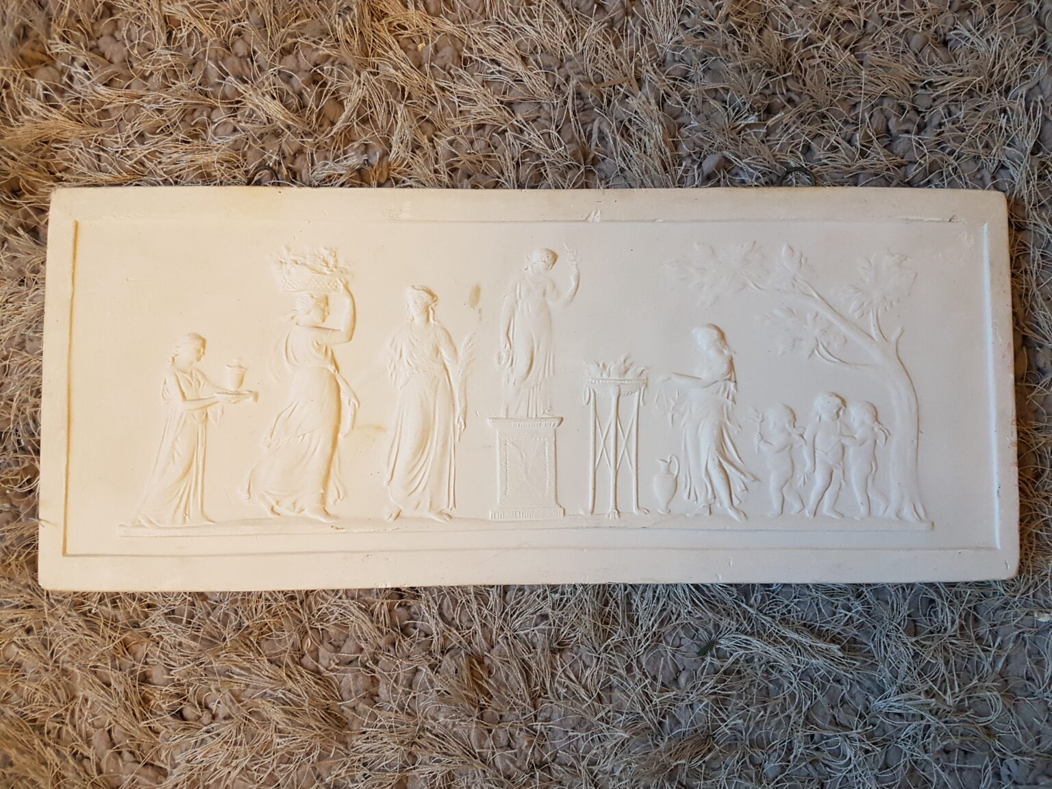 1 Large Frieze Antique Italian Roman Plaster Pictorial Sculpture Wall